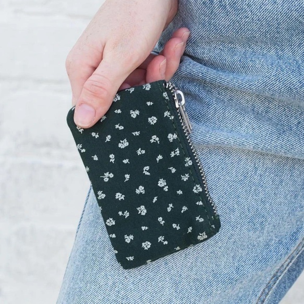 Dark green floral Brandy Melville card holder